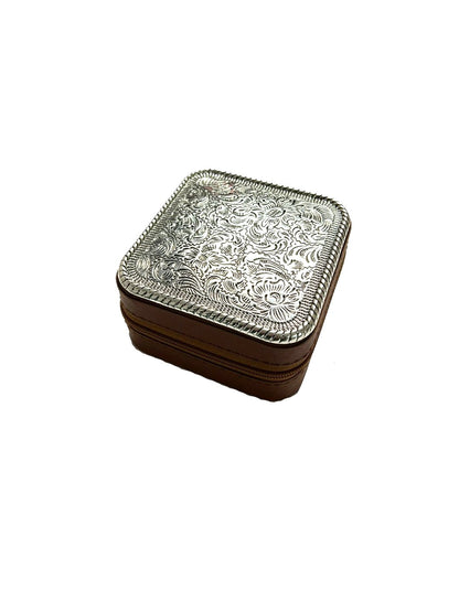 WESTERN ETCHED METAL PLATE JEWELRY BOX