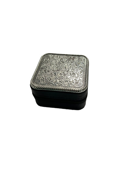 WESTERN ETCHED METAL PLATE JEWELRY BOX