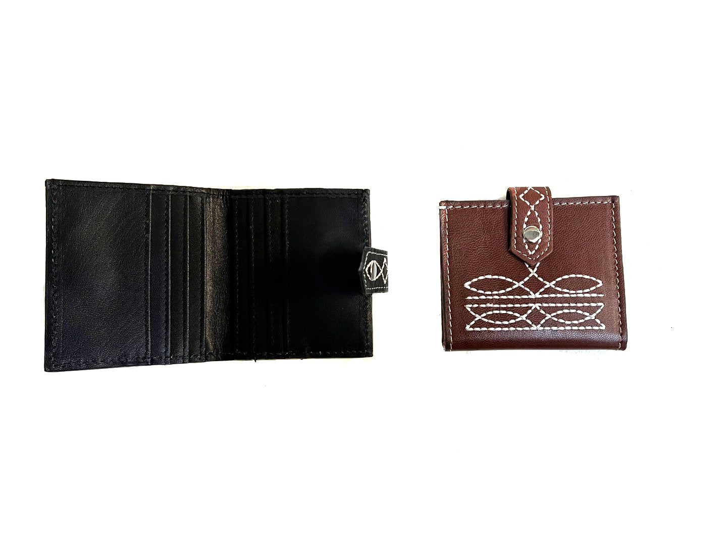 WESTERN GENUINE LEATHER BOOT STITCH BIFOLD WALLET