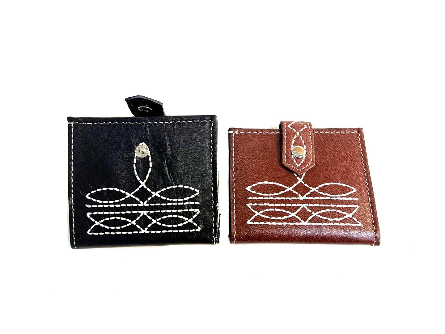 WESTERN GENUINE LEATHER BOOT STITCH BIFOLD WALLET