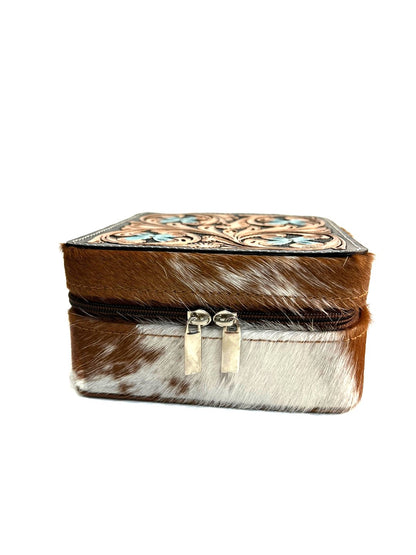 WESTERN GENUINE HAND TOOLED LEATHER JEWELRY BOX