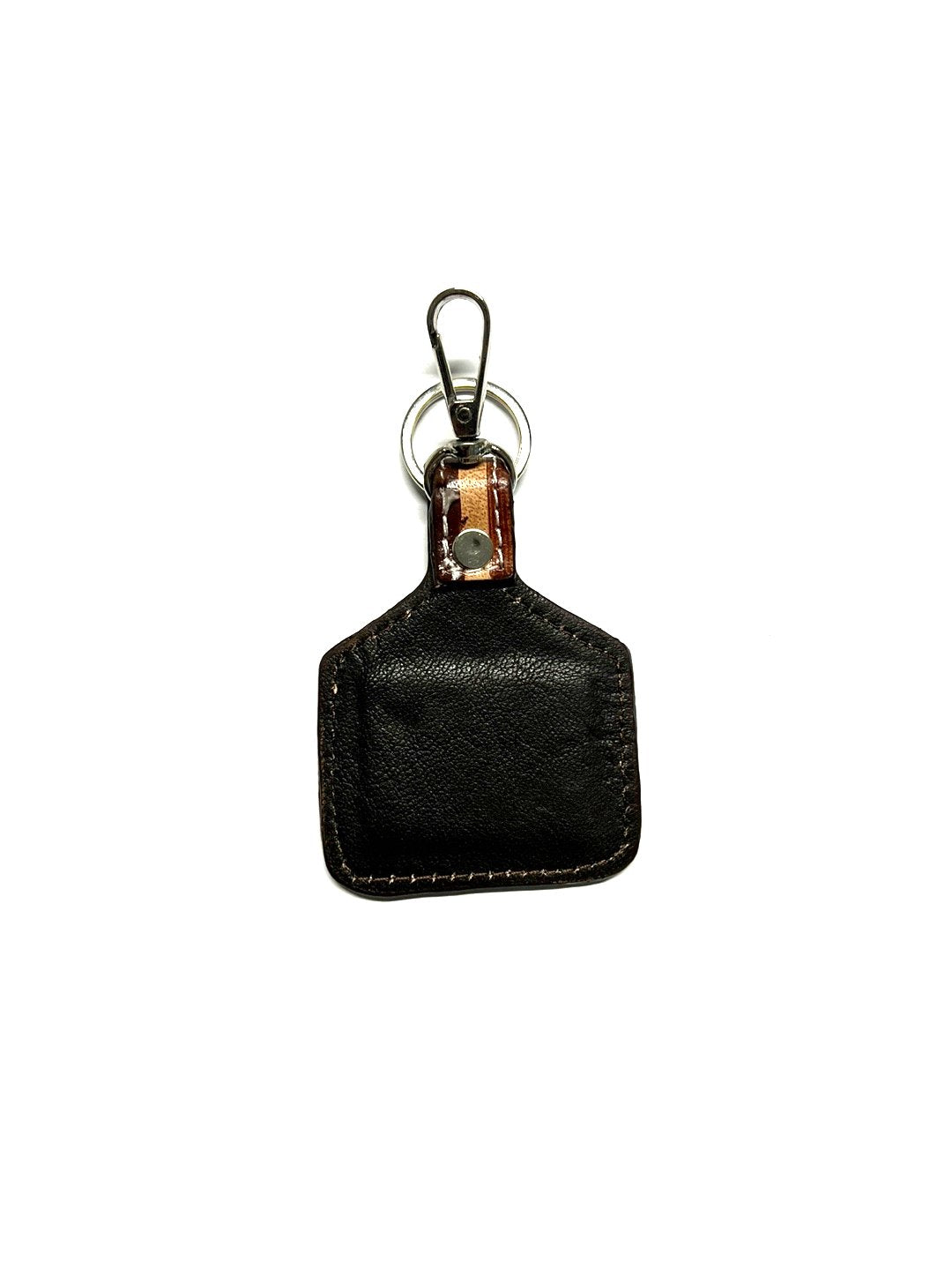 WESTERN DONKEY PRINT GENUINE LEATHER CATTLE TAG KEY CHAIN