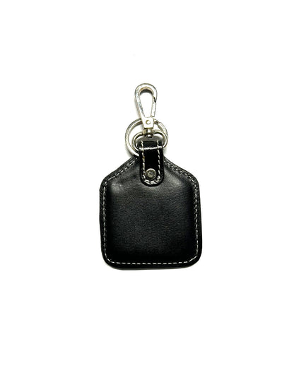 WESTERN PRINT GENUINE LEATHER CATTLE TAG KEYCHAIN