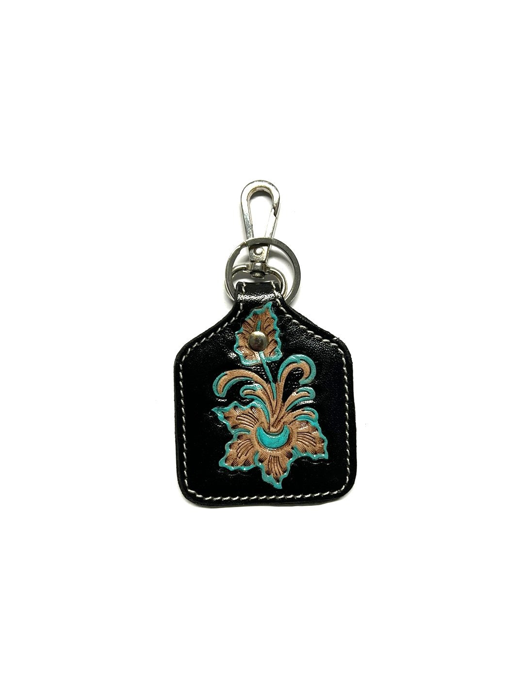 WESTERN PRINT GENUINE LEATHER CATTLE TAG KEYCHAIN