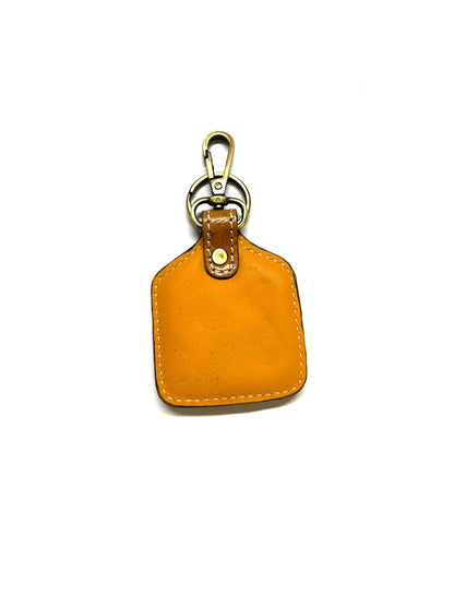 WESTERN PRINT GENUINE LEATHER CATTLE TAG KEYCHAIN