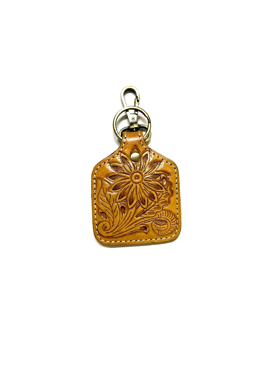 WESTERN PRINT GENUINE LEATHER CATTLE TAG KEYCHAIN