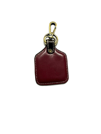 WESTERN PRINT GENUINE LEATHER CATTLE TAG KEYCHAIN