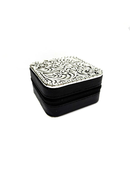 Western Etched Metal Plate Jewelry Box