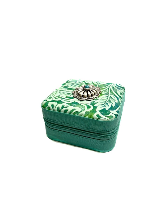 Western Pattern Turquoise Concho Jewelry Box