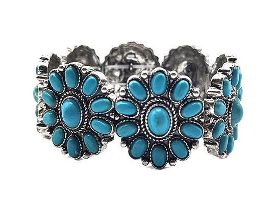 Western Turquoise Concho Stretch Bracelet