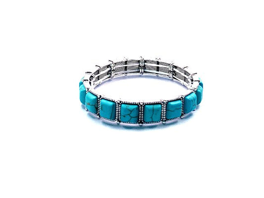 Western Turquoise Stone Stretch Bracelet