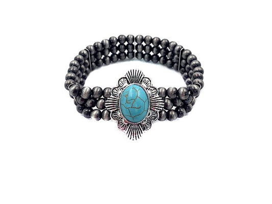 Western Concho Navajo Pearl Stretch Bracelet