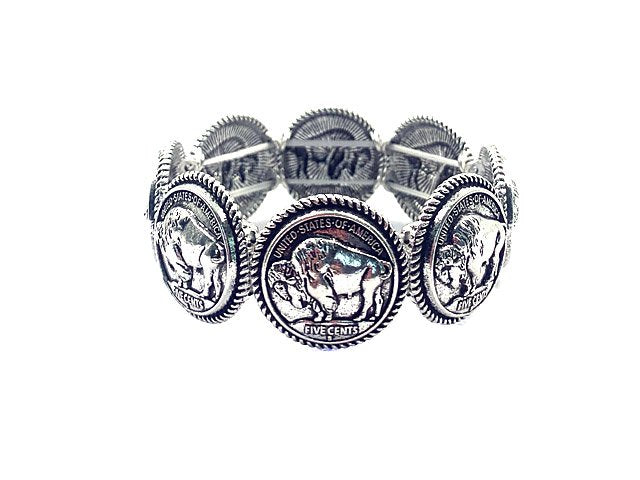 Western Buffalo Coin Stretch Bracelet