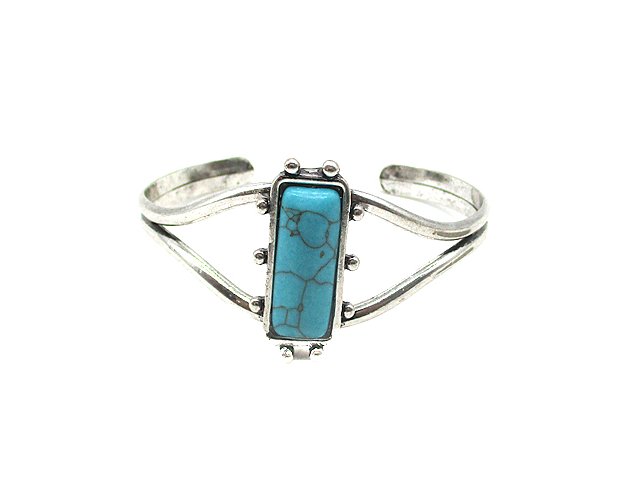 Western Turquoise Concho Brass Bracelet