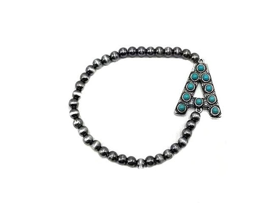 Turquoise Monogram Navajo Pearl Bracelet