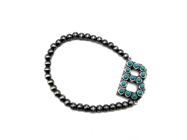 Turquoise Monogram Navajo Pearl Bracelet