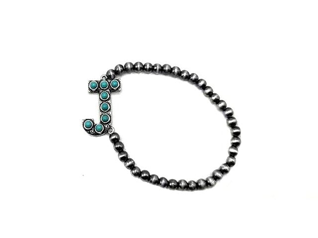 Turquoise Monogram Navajo Pearl Bracelet