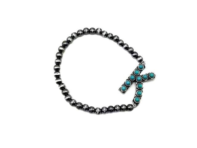 Turquoise Monogram Navajo Pearl Bracelet