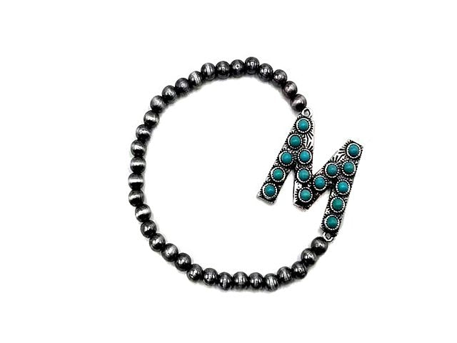 Turquoise Monogram Navajo Pearl Bracelet