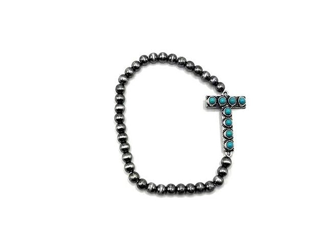 Turquoise Monogram Navajo Pearl Bracelet