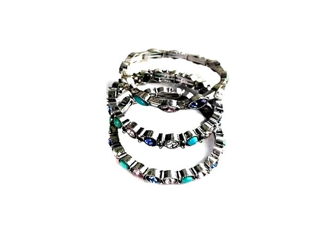 Western 3 Layer Stackable Crystal Stretch Bracelet