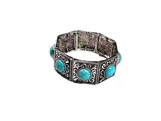 Western Rectangle Concho Stretch Bracelet