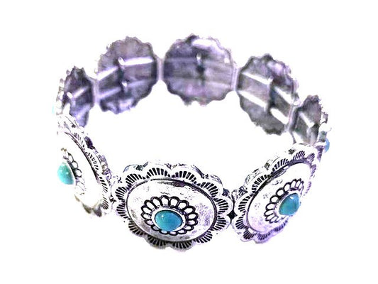 Western Round Concho Stretch Bracelet