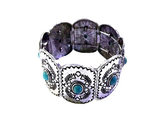 Western Rectangle Concho Stretch Bracelet