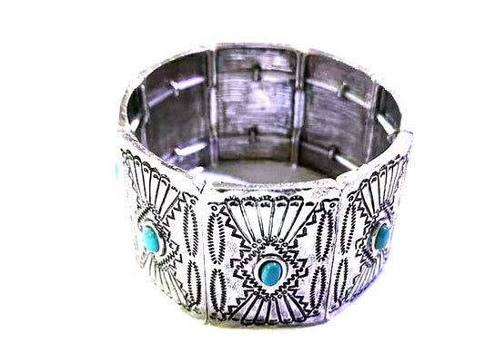 Western Rectangle Concho Stretch Bracelet