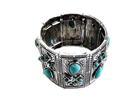 Western Turquoise Stone Stretch Bracelet