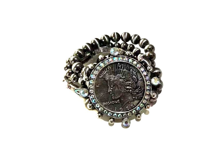 Liberty Coin Navajo Pearl Stretch Bracelet