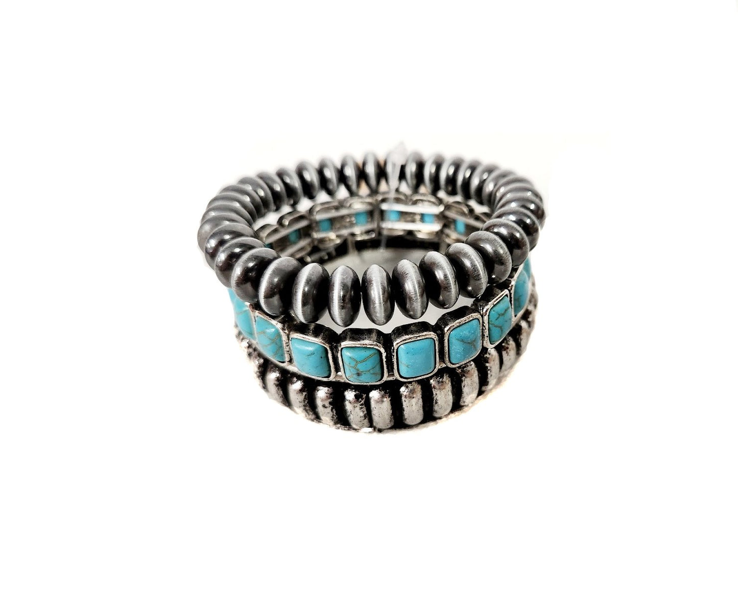 Western 3 Layer Stackable Stretch Bracelet