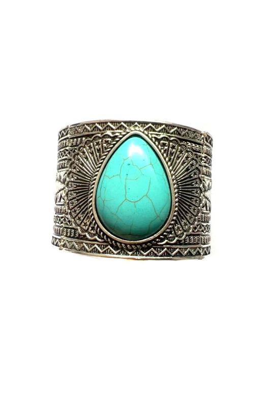 WESTERN TEAR DROP TURQUOISE STONE STRETCH BRACELET