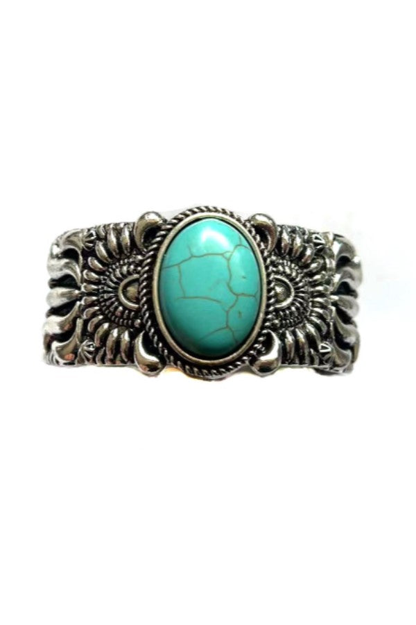 WESTERN TURQUOISE STONE STRETCH BRACELET