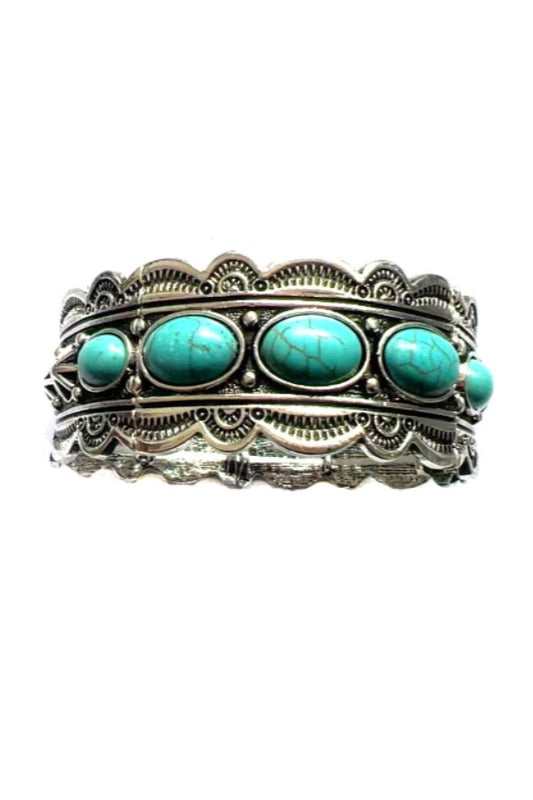 WESTERN TURQUOISE STONE STRETCH BRACELET