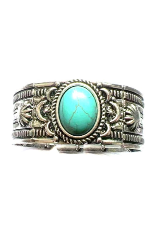 WESTERN TURQUOISE STONE STRETCH BRACELET