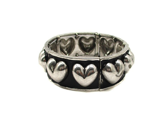 Western Large Bubble Heart Stretch Bracelet