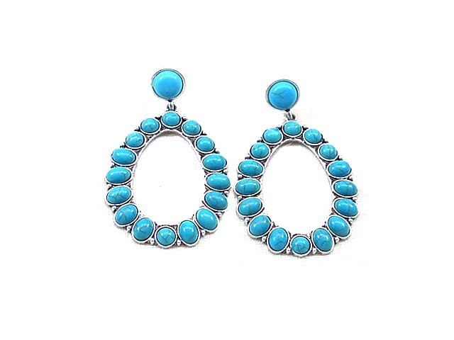 Western Turquoise Teardrop Earrings