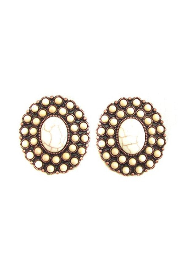 WESTERN CONCHO DESIGN POST EARRINGS