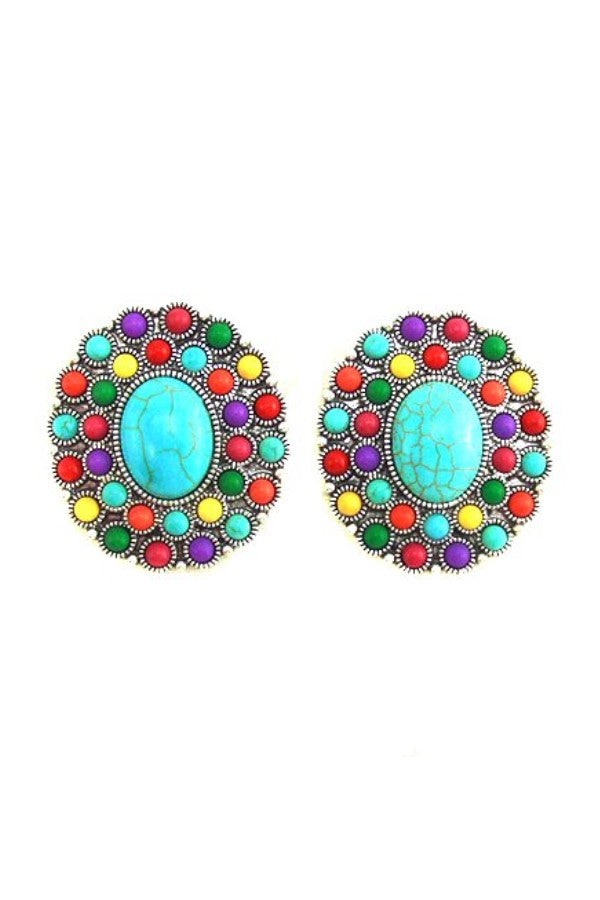 WESTERN CONCHO DESIGN POST EARRINGS