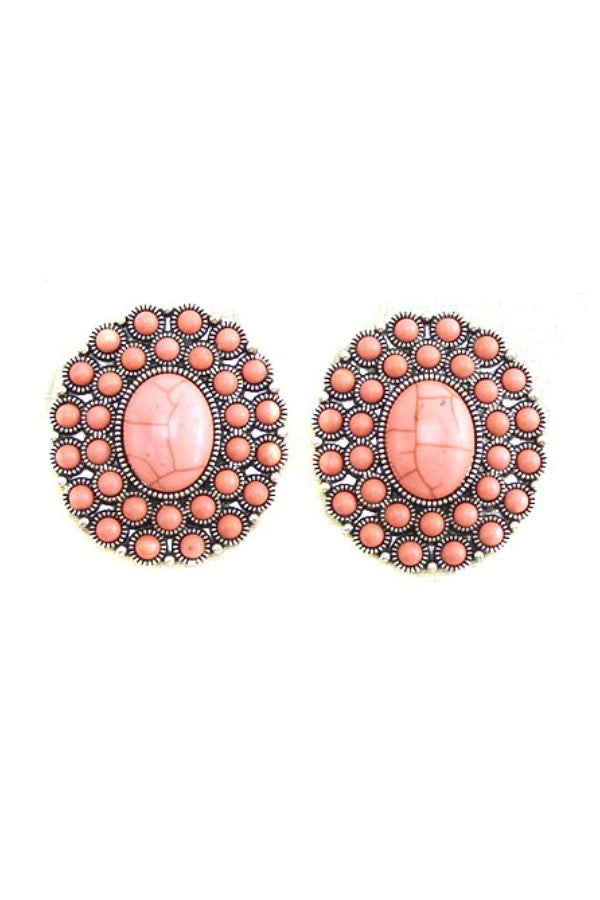 WESTERN CONCHO DESIGN POST EARRINGS