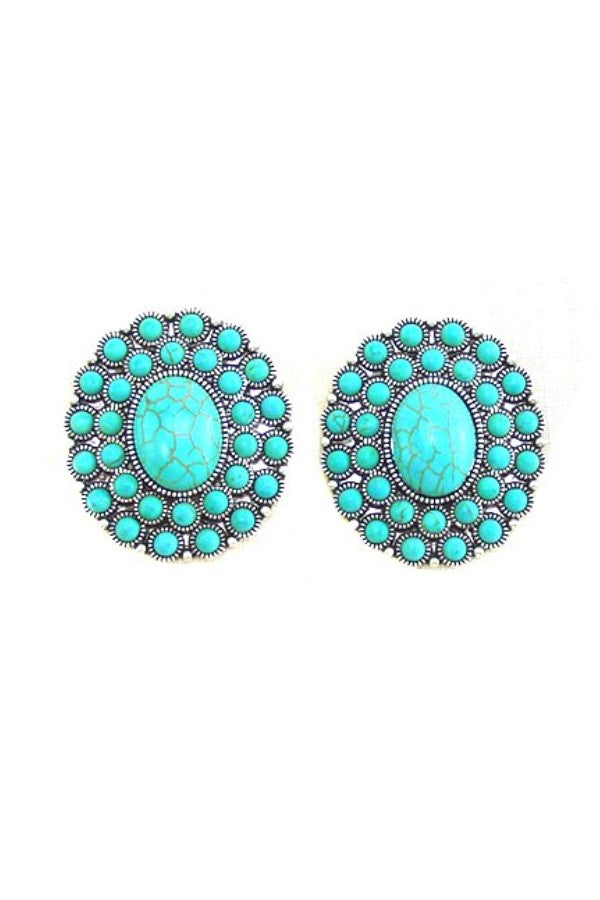 WESTERN CONCHO DESIGN POST EARRINGS