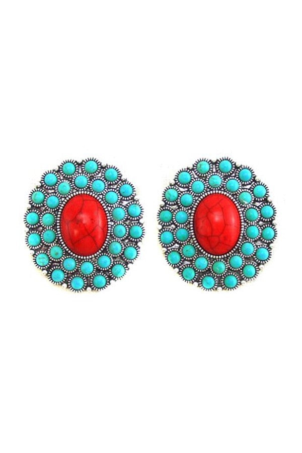 WESTERN CONCHO DESIGN POST EARRINGS