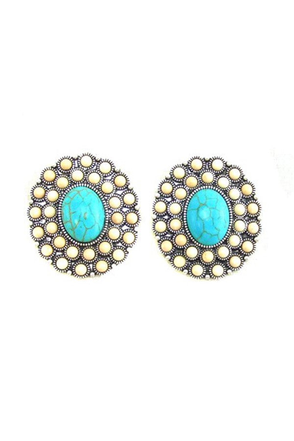 WESTERN CONCHO DESIGN POST EARRINGS