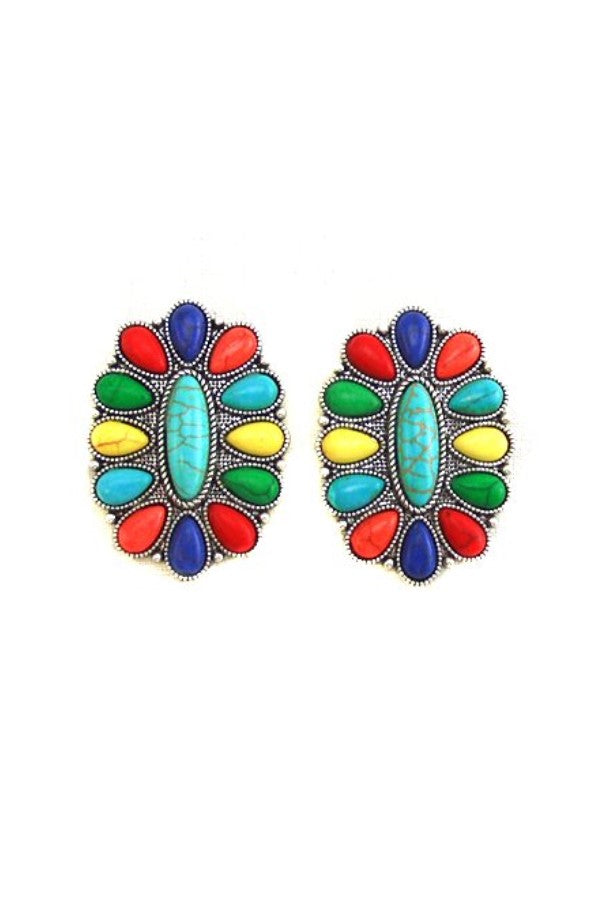 WESTERN CONCHO DESIGN POST EARRINGS