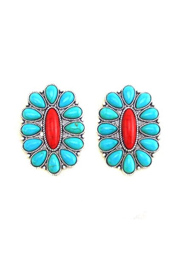 WESTERN CONCHO DESIGN POST EARRINGS