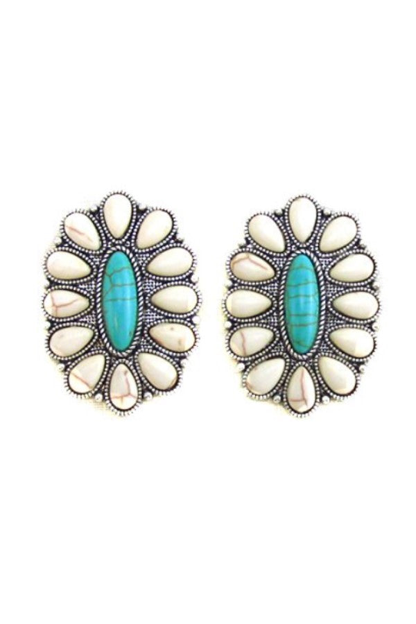 WESTERN CONCHO DESIGN POST EARRINGS