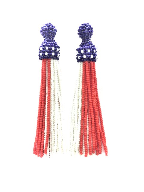 AMERICAN FLAG DESIGN SEEDBEAD EARRINGS