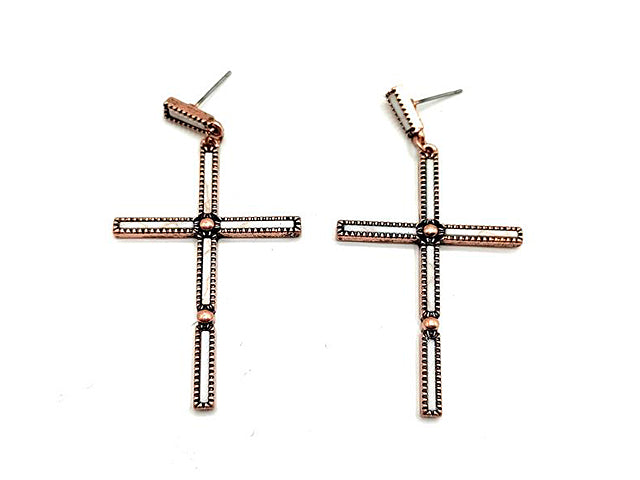 Western Cross Stone Earrings