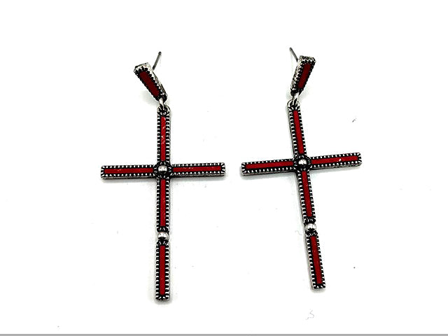 Western Cross Stone Earrings